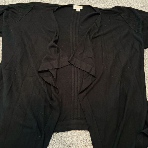 AVENUE Black Long Cardigan – Draped Lapel – Plus Size 26/28 – Elegant - Picture 5 of 7